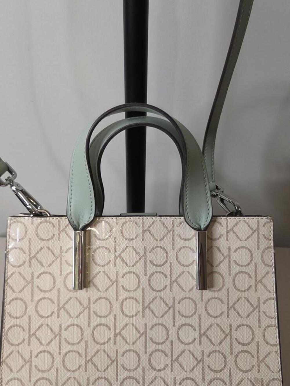 Calvin Klein Audrey Signature Crossbody Mini Tote Sage and Khaki - Picture 7 of 13